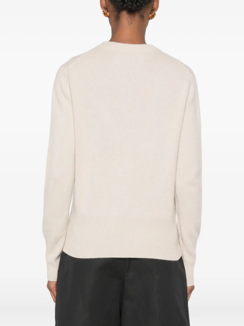 Soft Goat Trui met geribbelde afwerking en ronde hals Beige