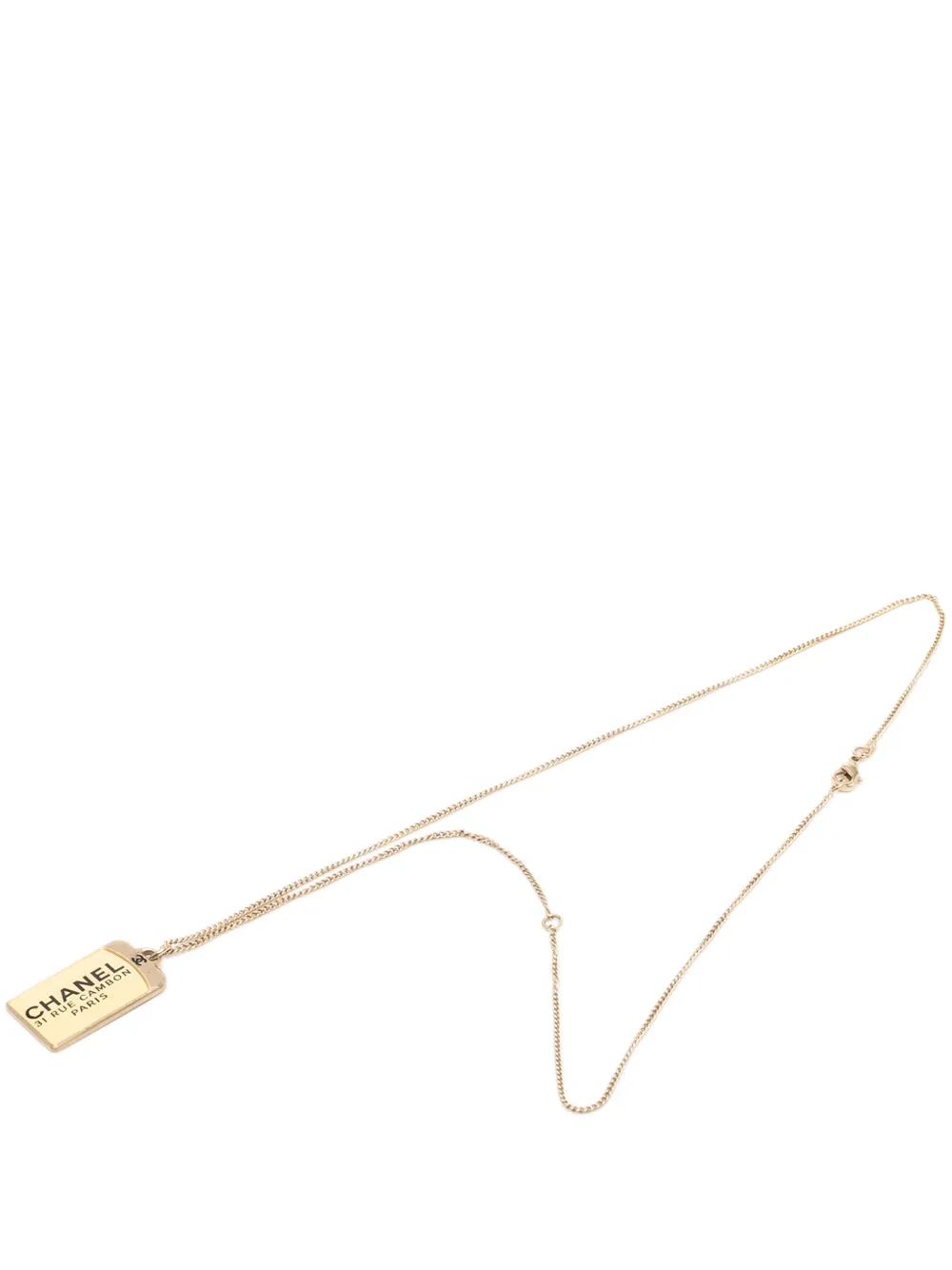 CHANEL Pre-Owned 2007 CC Gold Plated 31 Rue Cambon Dog Tag Pendant Necklace costume necklace - Oro