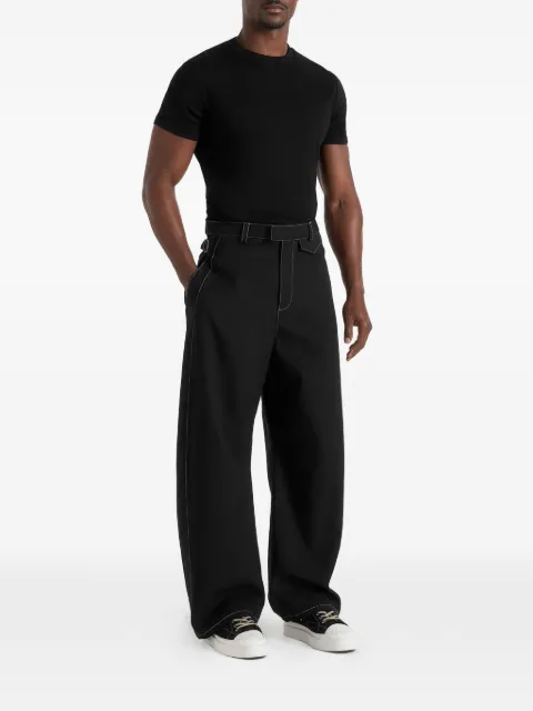 Manière De Voir Marceau in black contrast-stitch barrel-leg trousers