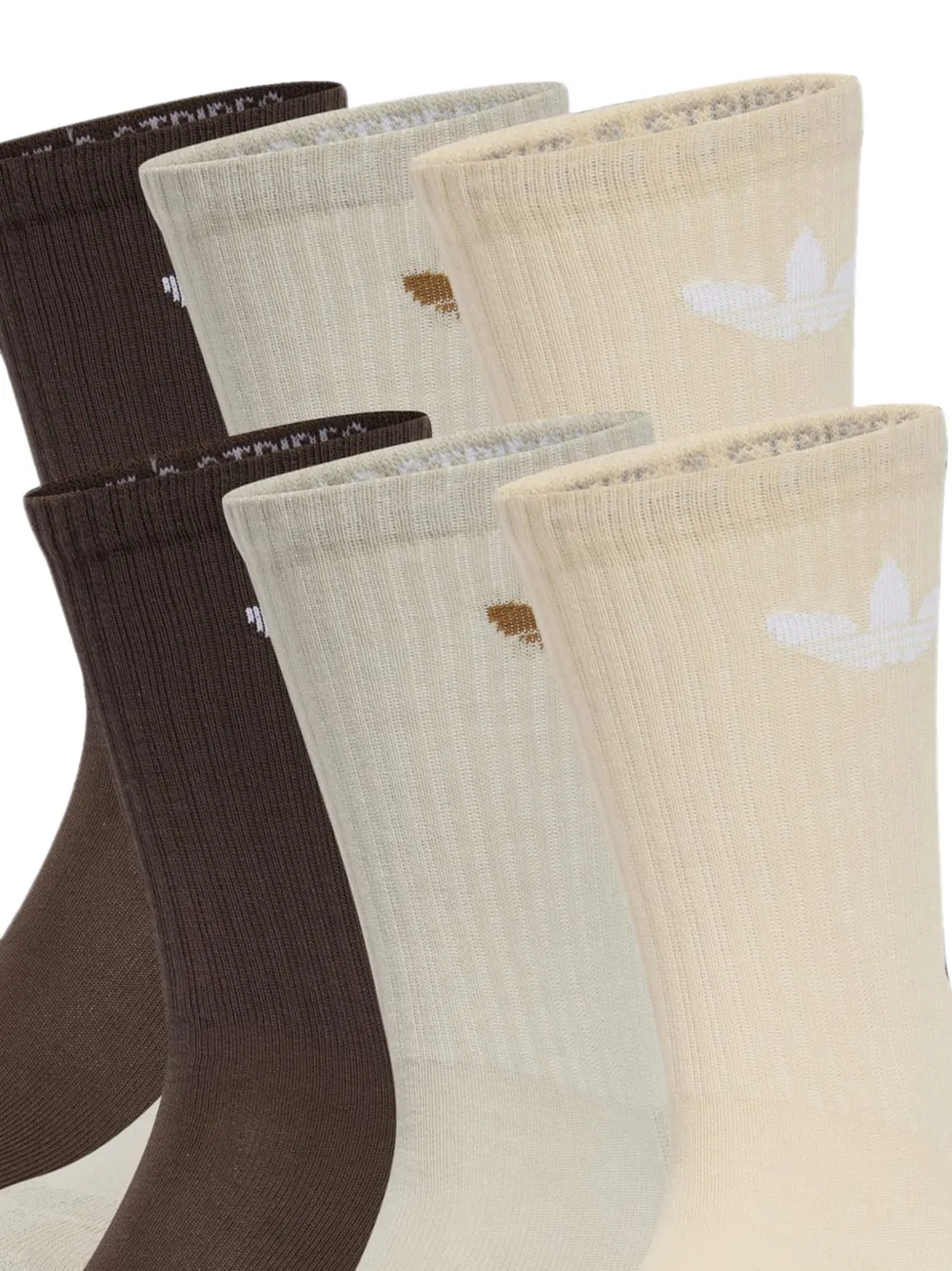 adidas Zes paar geribbelde sokken met Trefoil-logo Beige