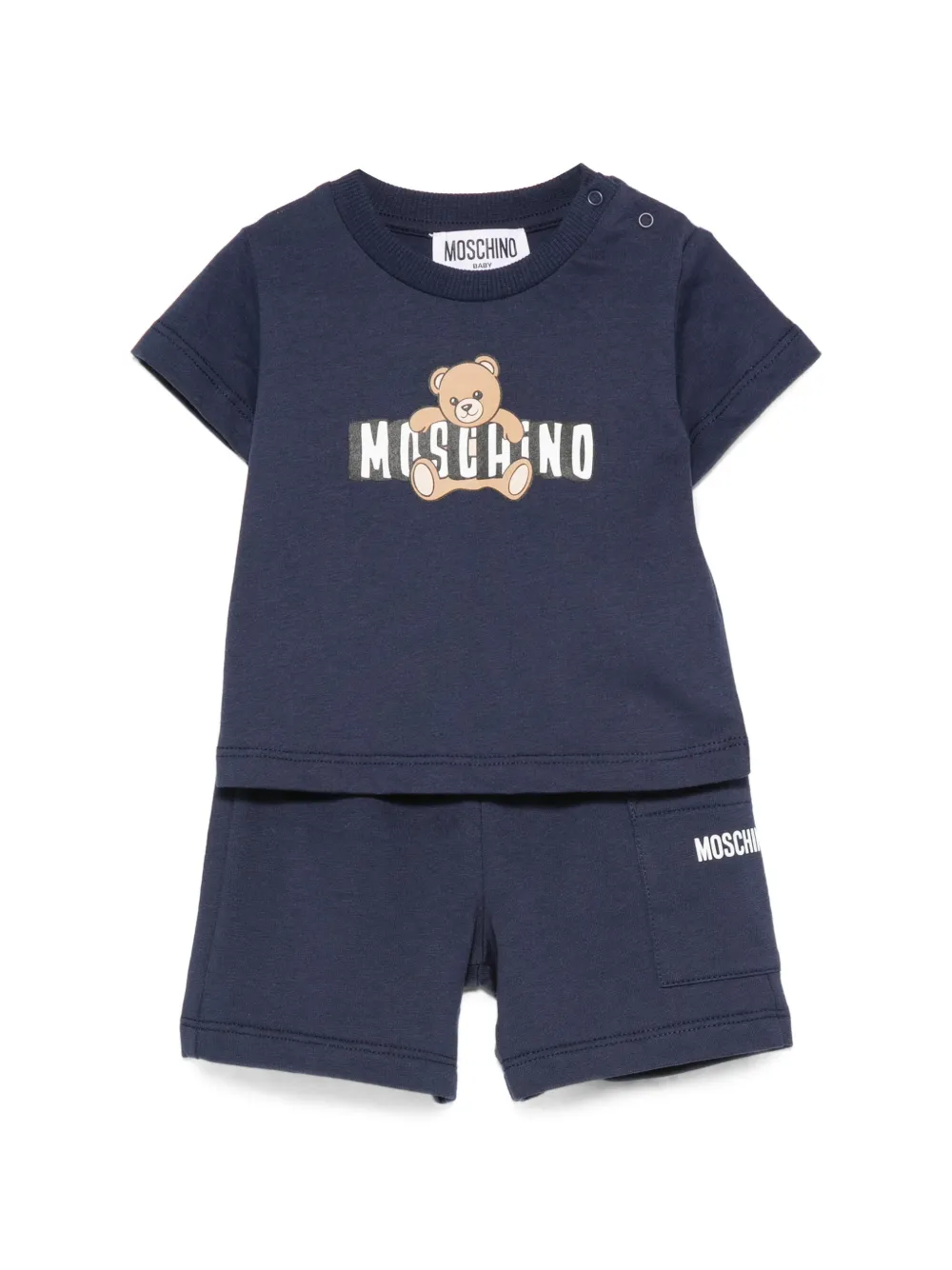 Moschino Kids Teddy Bear logo-print shorts (set of two) - Blu