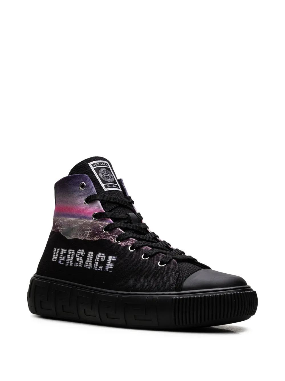 Versace Hills Greca high-top sneakers Zwart