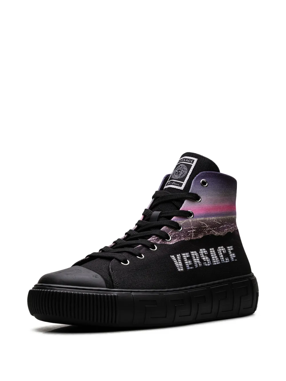 Versace Hills Greca high-top sneakers Zwart