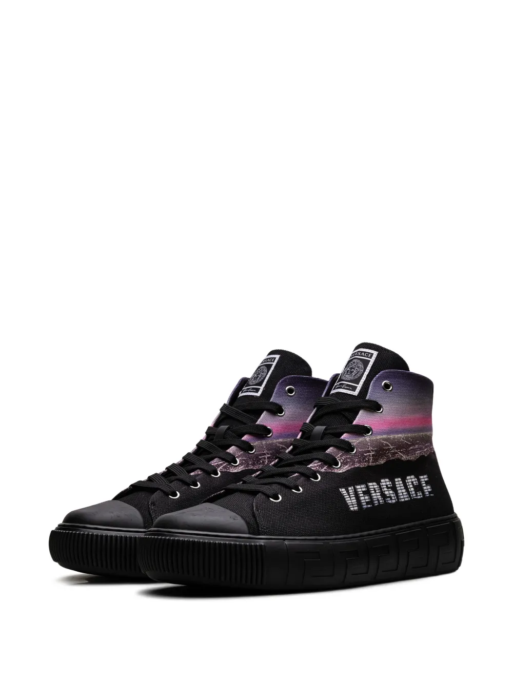 Versace Hills Greca high-top sneakers Zwart