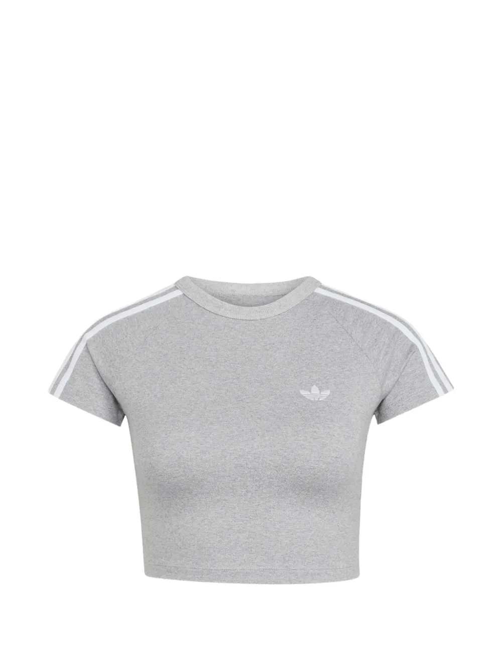 adidas logo-embroidered striped T-shirt - Grigio