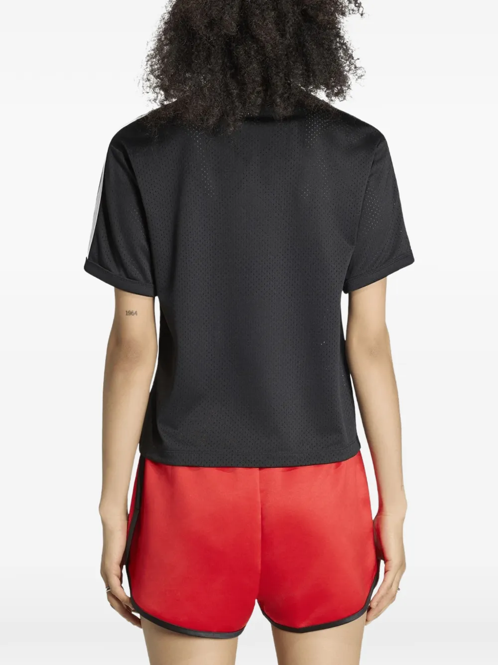 adidas logo-print mesh T-shirt Zwart