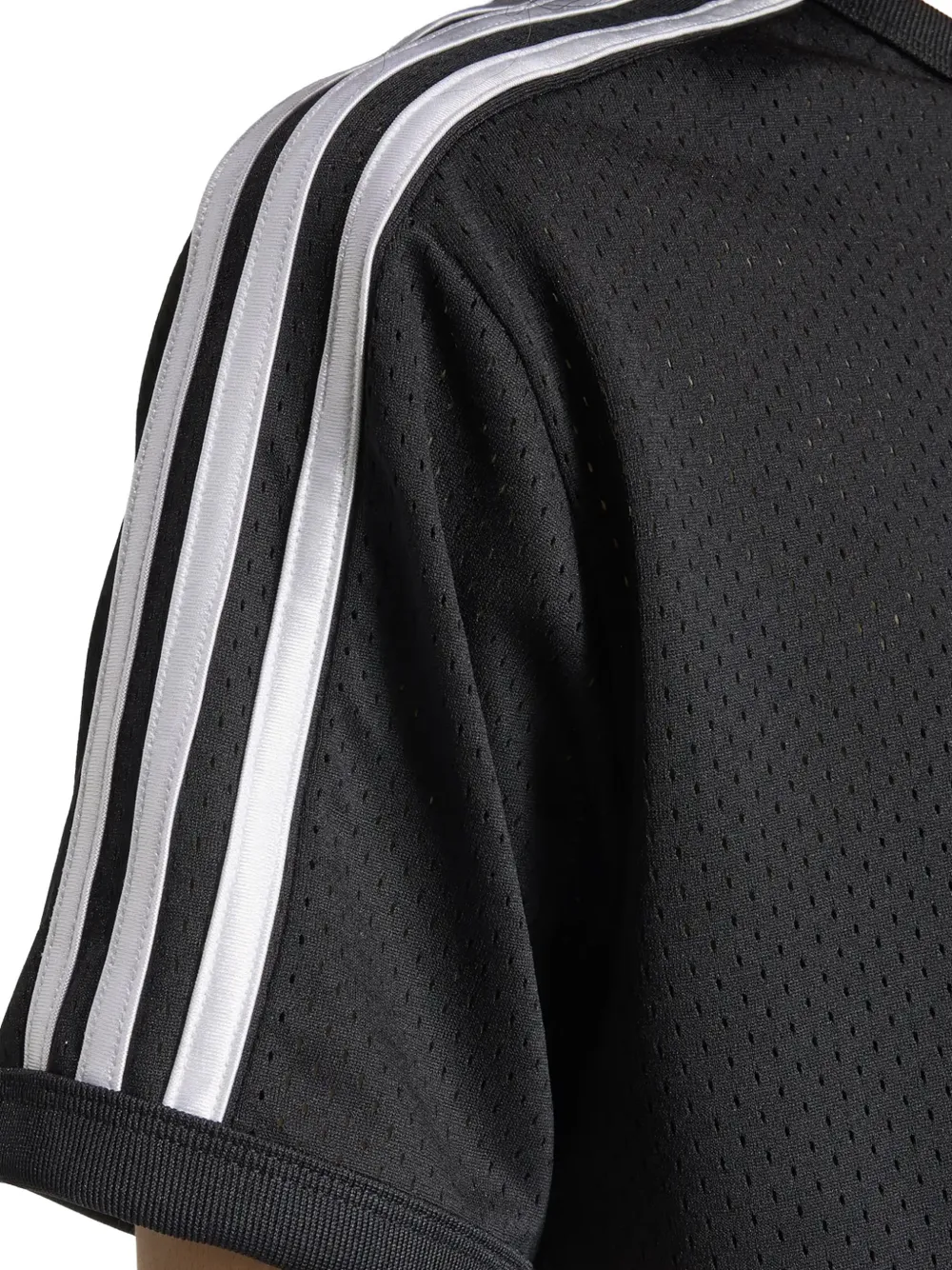 adidas logo-print mesh T-shirt Zwart