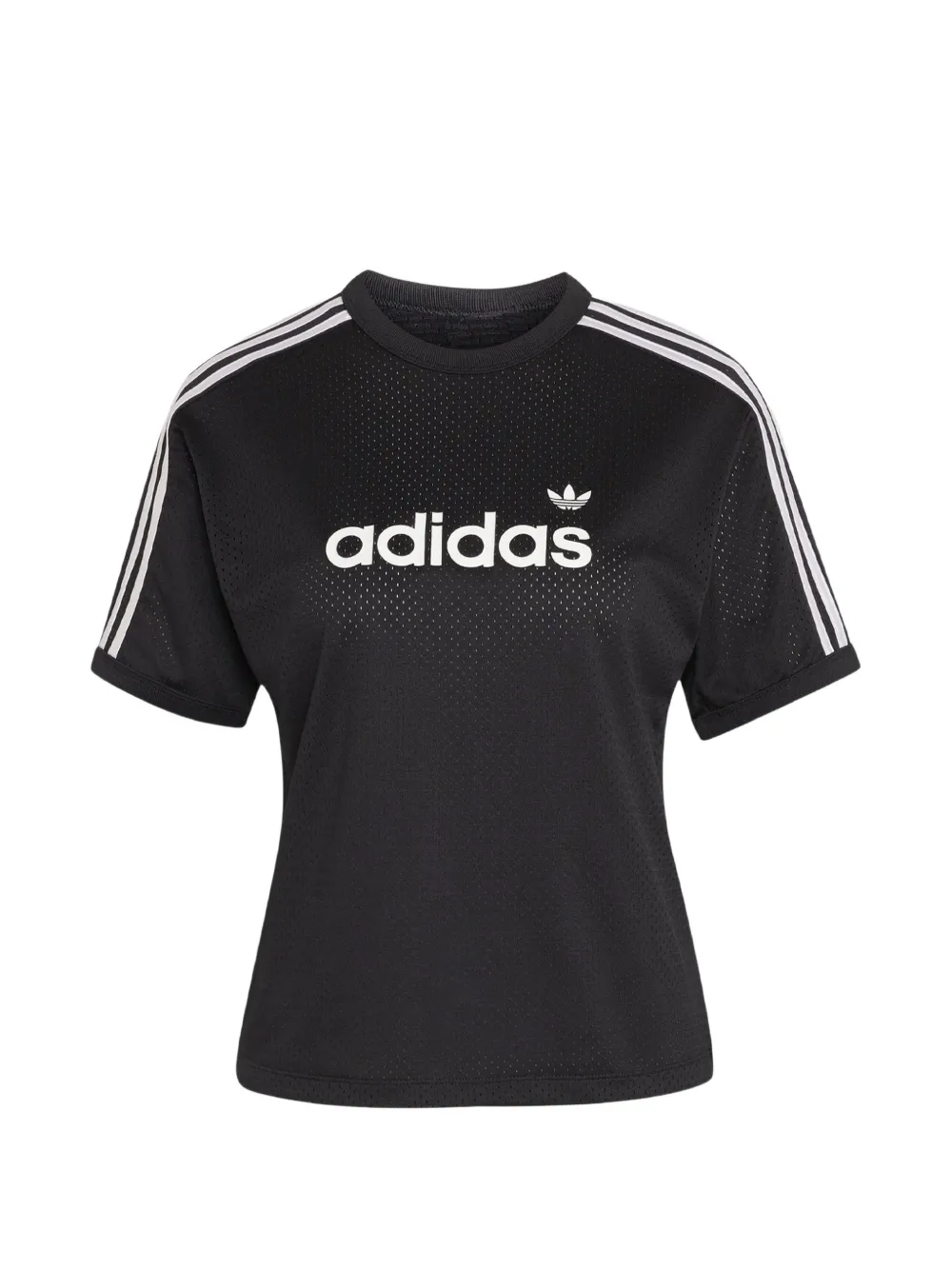 adidas logo-print mesh T-shirt - Nero