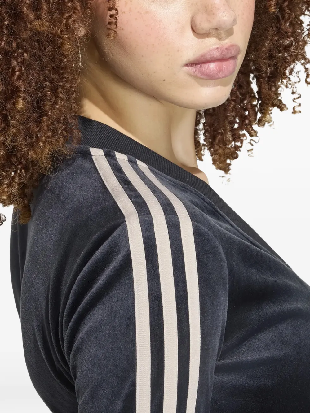 adidas Fluwelen trainingsjack met zijstreep Zwart