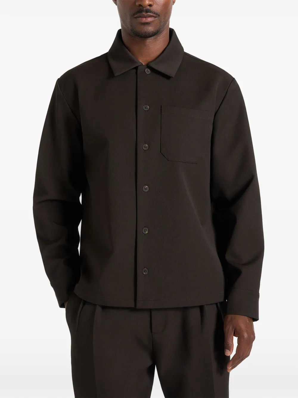 Manière De Voir Valentin tailored overshirt dark brown - Marrone