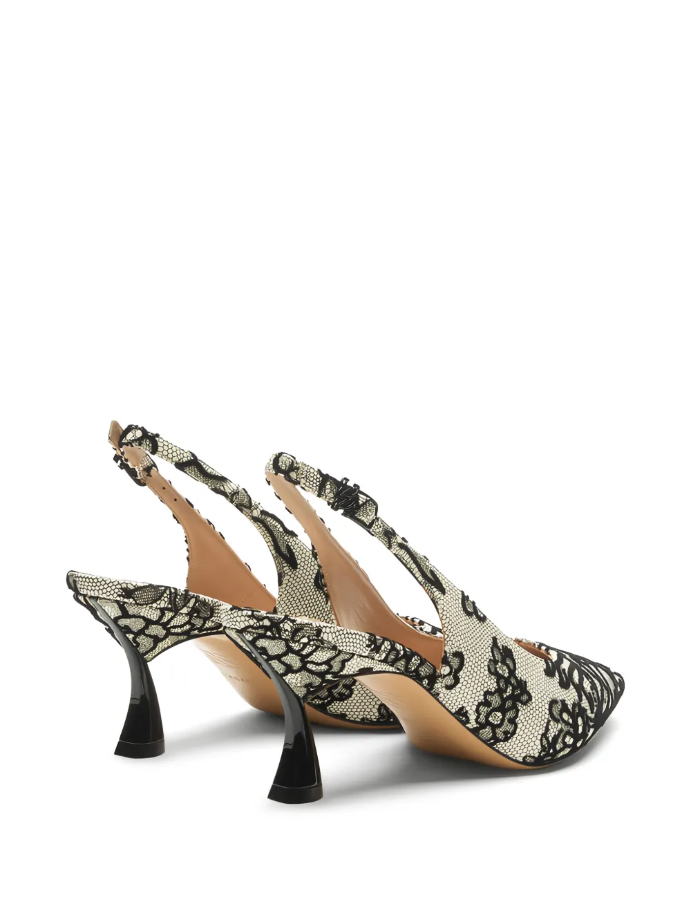Casadei Pandora slingback pumps met bloemenkant Wit