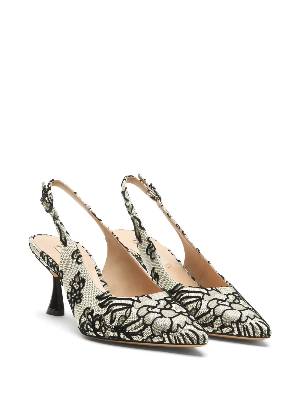 Casadei Pandora slingback pumps met bloemenkant Wit