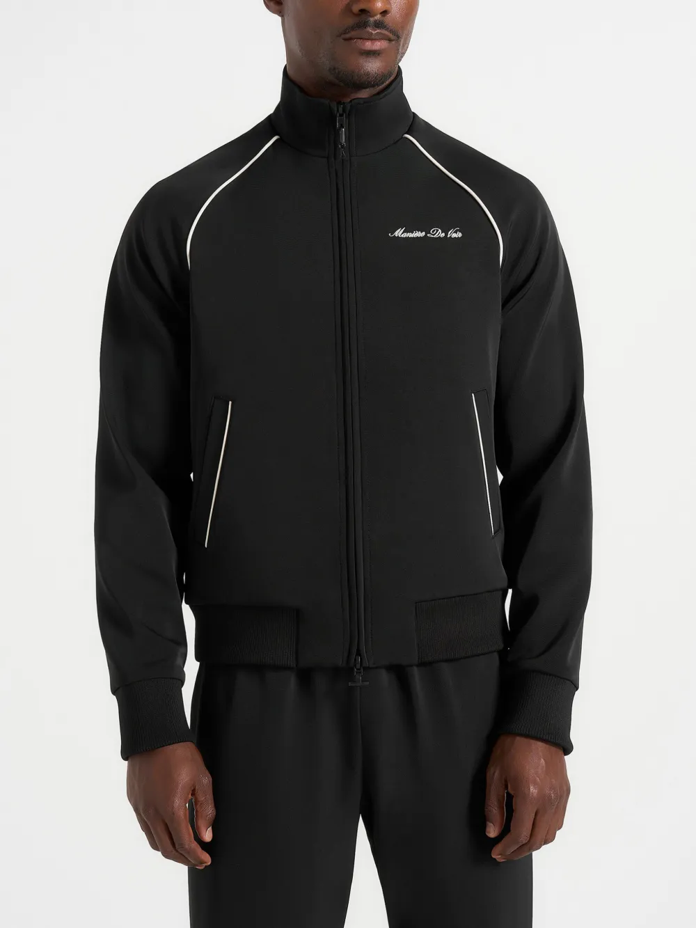 Manière De Voir signature piped track jacket black