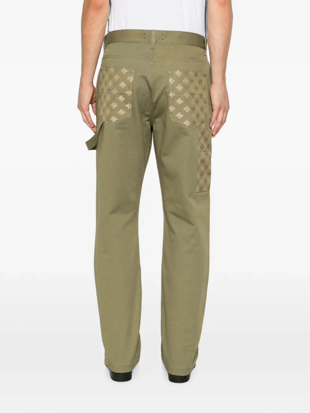 AMIRI Broek met monogram-patroon en vlakken Groen