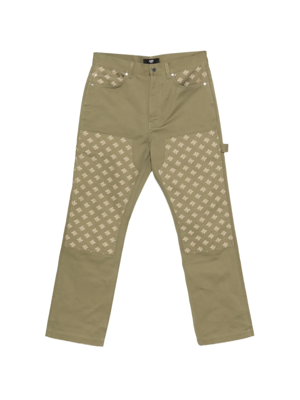 AMIRI monogram-pattern panelled trousers | vert | Image 1