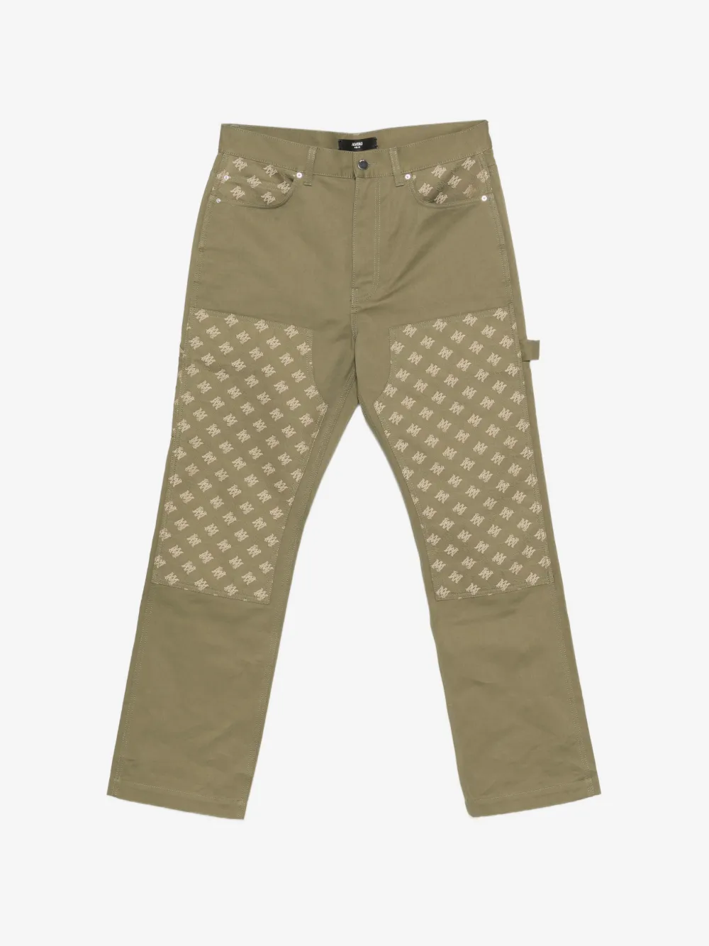 AMIRI monogram-pattern panelled trousers | Green | Image 1