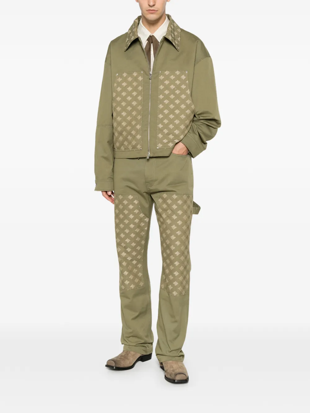 AMIRI Jack met monogram-patroon en vlakken Groen