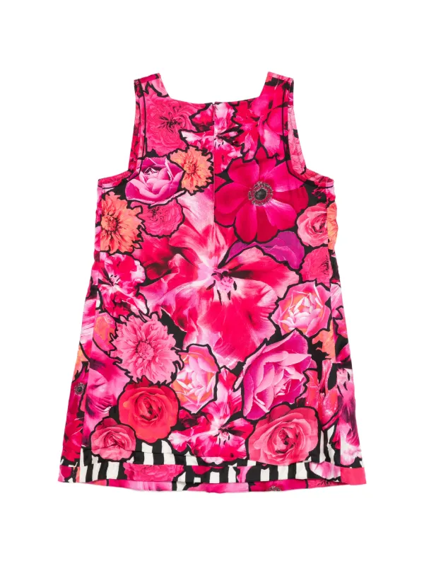 2000s floral dress Roberto Cavalli Vintage floral-print Silk | Pink Navy Jacquard Slip Backless Y2K Black midi dress Color:Victorian Rose Woman