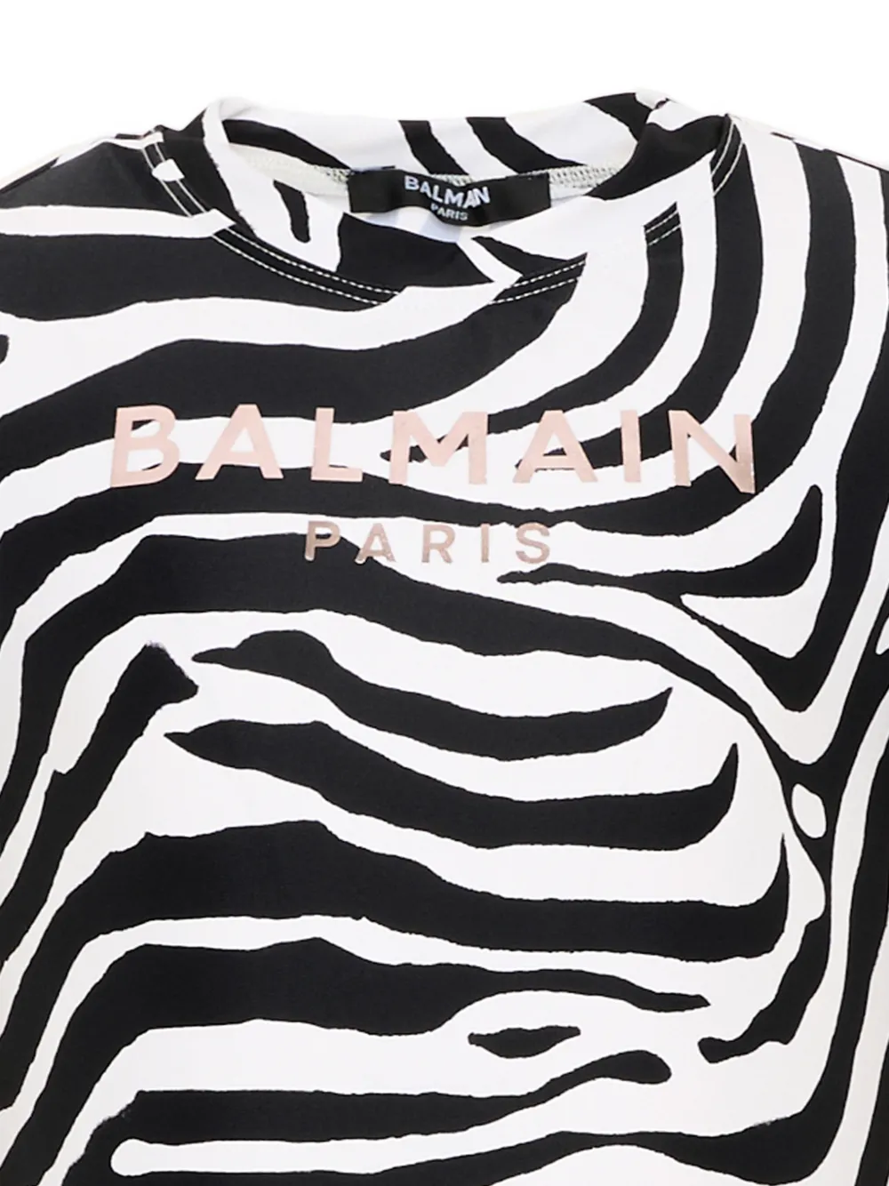 Balmain Kids T-shirt met zebra-print en logo-print Wit