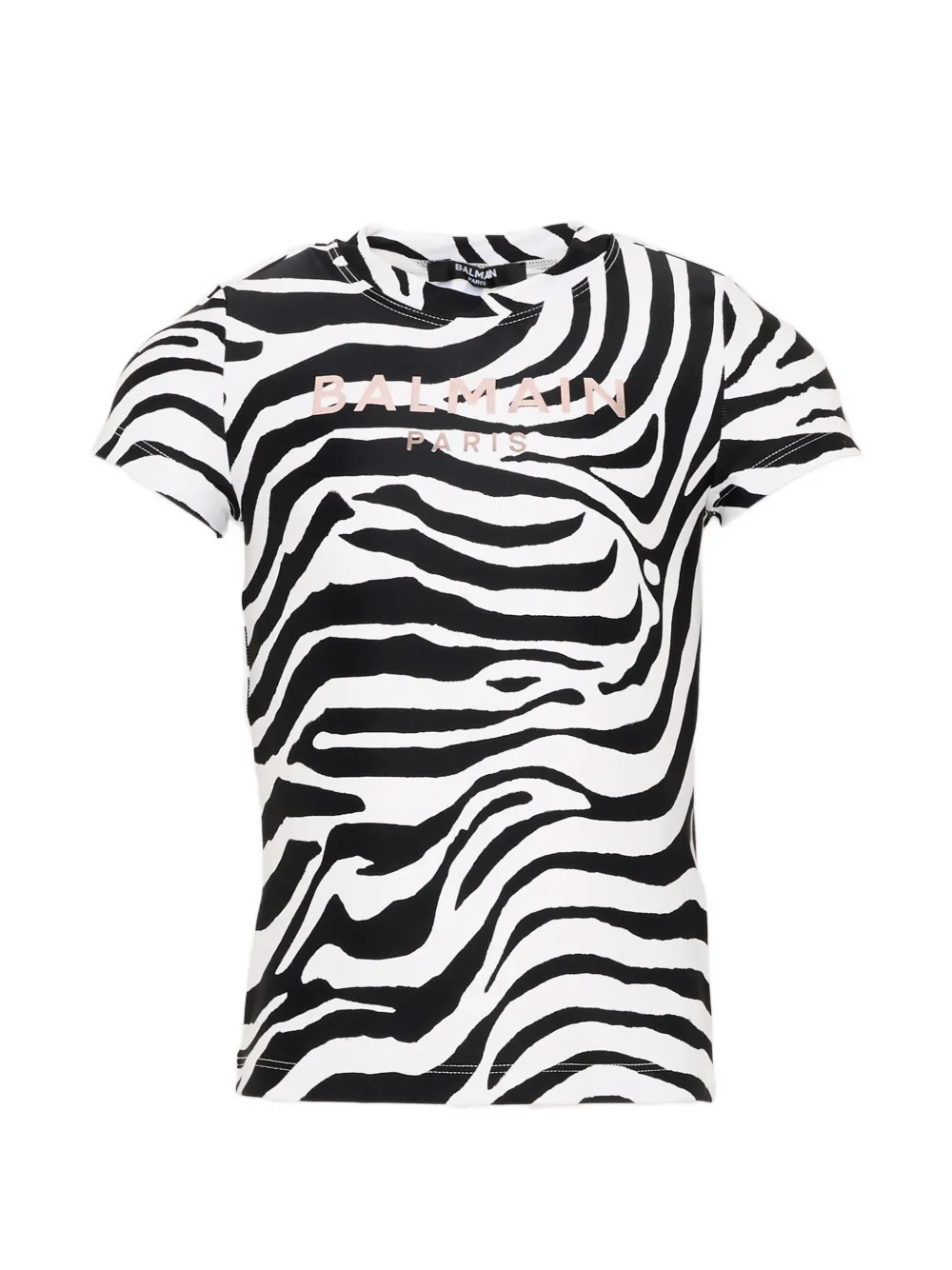 Balmain Kids zebra-print logo-print T-shirt - Bianco