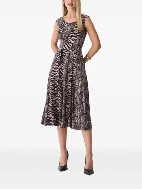 One Up Vestido midi Karen com cinto e estampa de tigre