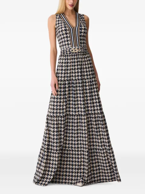 One Up Vestido longo Lana com padronagem pied-de-poule