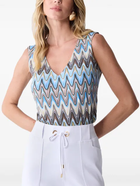 One Up Blusa Serena gola V de tricô chevron