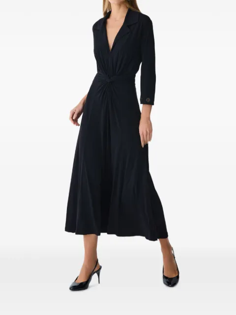 One Up Vestido midi com lapelas e detalhe de nó