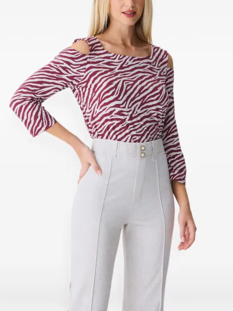 One Up Blusa Carol com estampa de zebra e ombros vazados