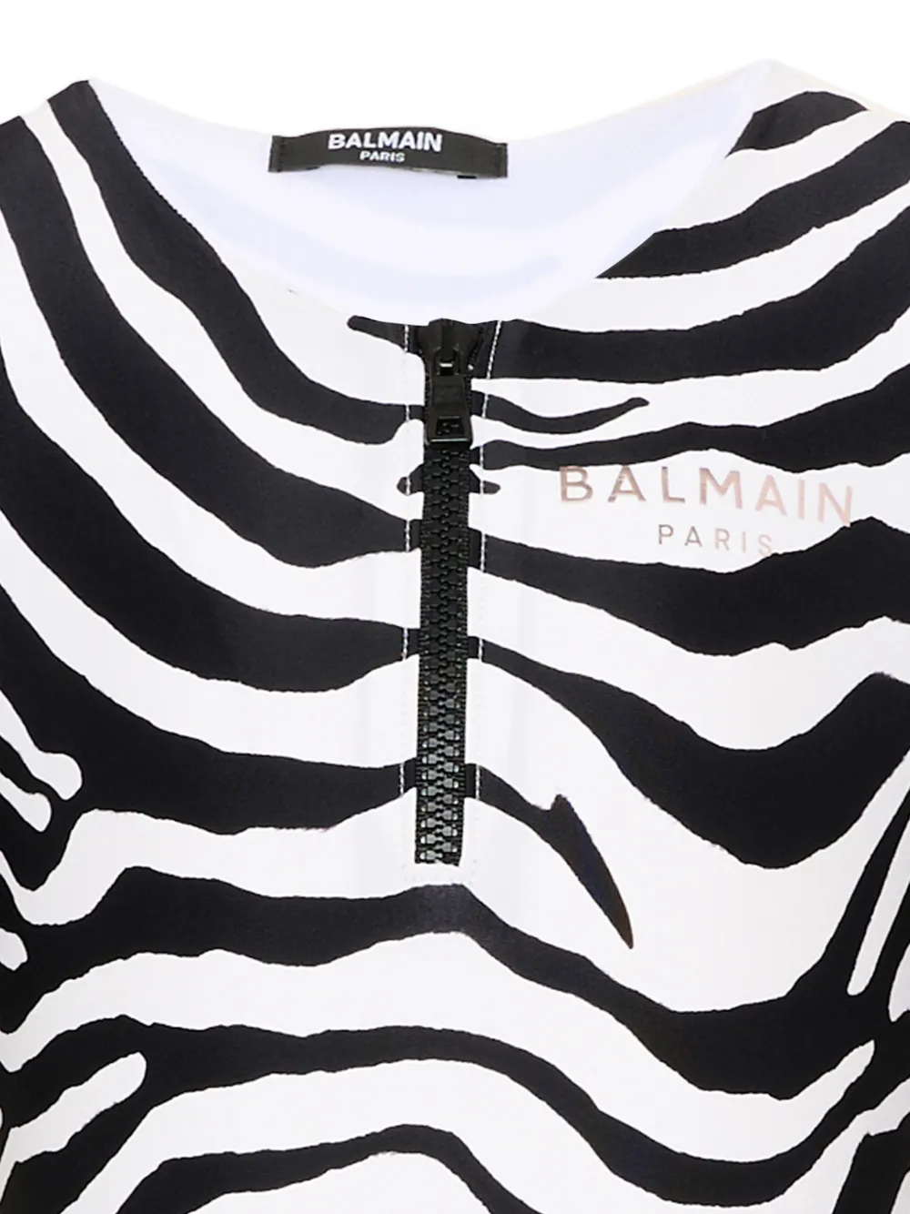 Balmain Kids Badpak met zebra-print en lange mouwen Wit