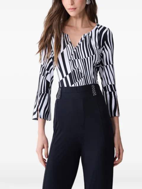 One Up Blusa gola V com estampa geométrica