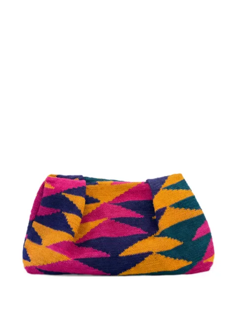 Sensi Studio medium sisal abstract-pattern clutch bag