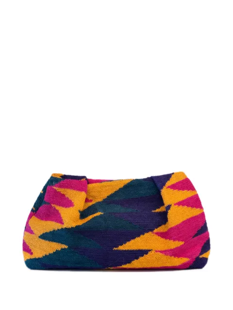Sensi Studio medium sisal abstract-pattern clutch bag