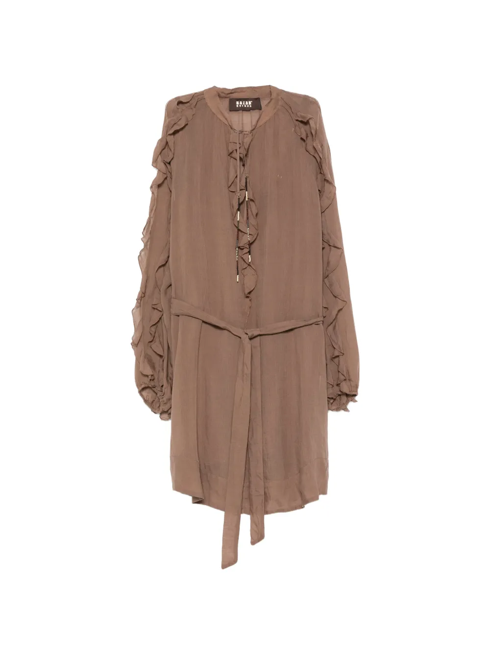 Bazar Deluxe ruffled belted dress - Marrone