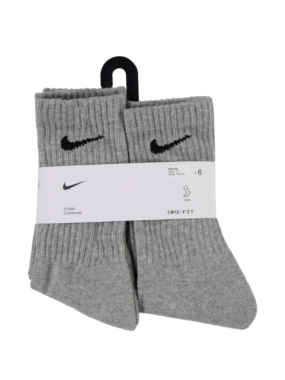 Nike Kids Zes paar Dri-FIT sokken met geborduurd logo Grijs