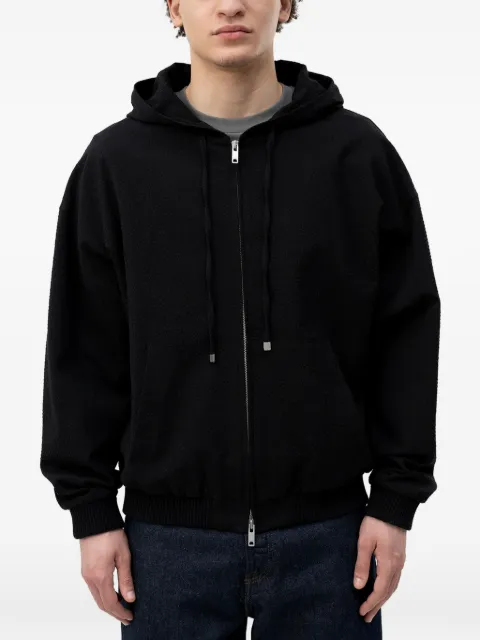 HUGO textured zip-up hoodie