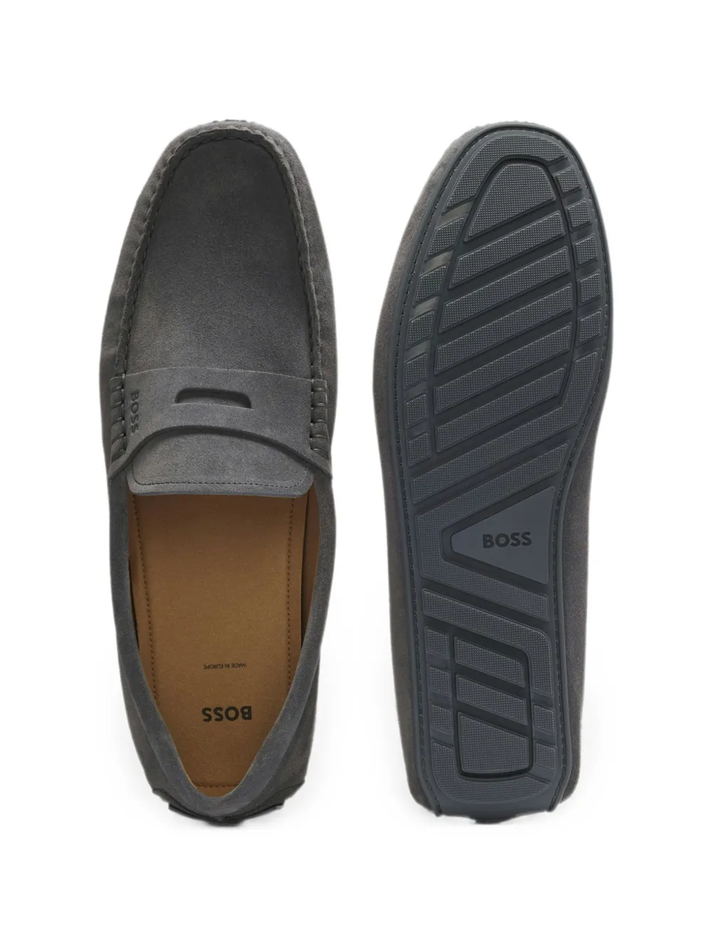 BOSS suede penny loafers Grijs