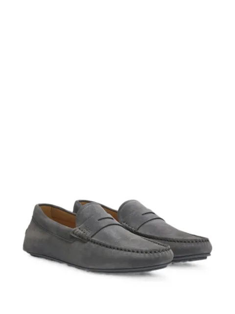 BOSS suede penny loafers