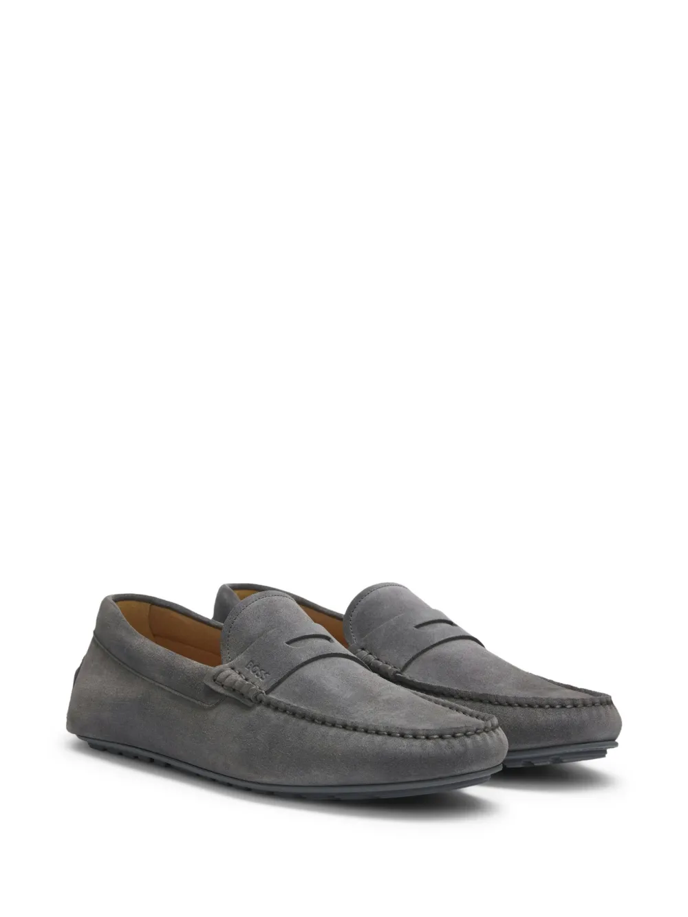 BOSS suede penny loafers Grijs
