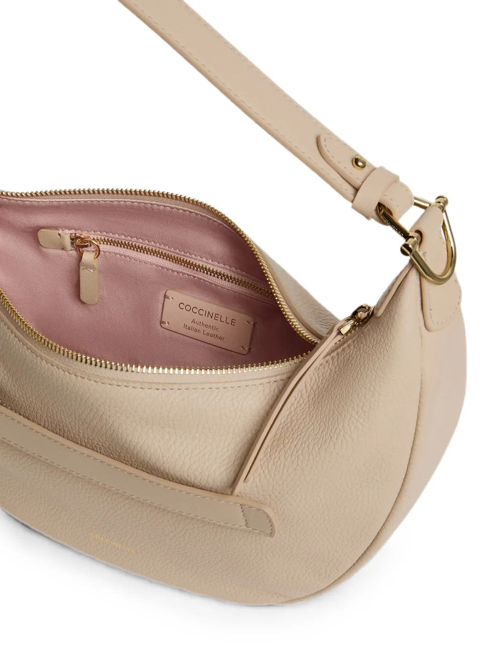 Coccinelle Paki Crescent medium schoudertas Beige