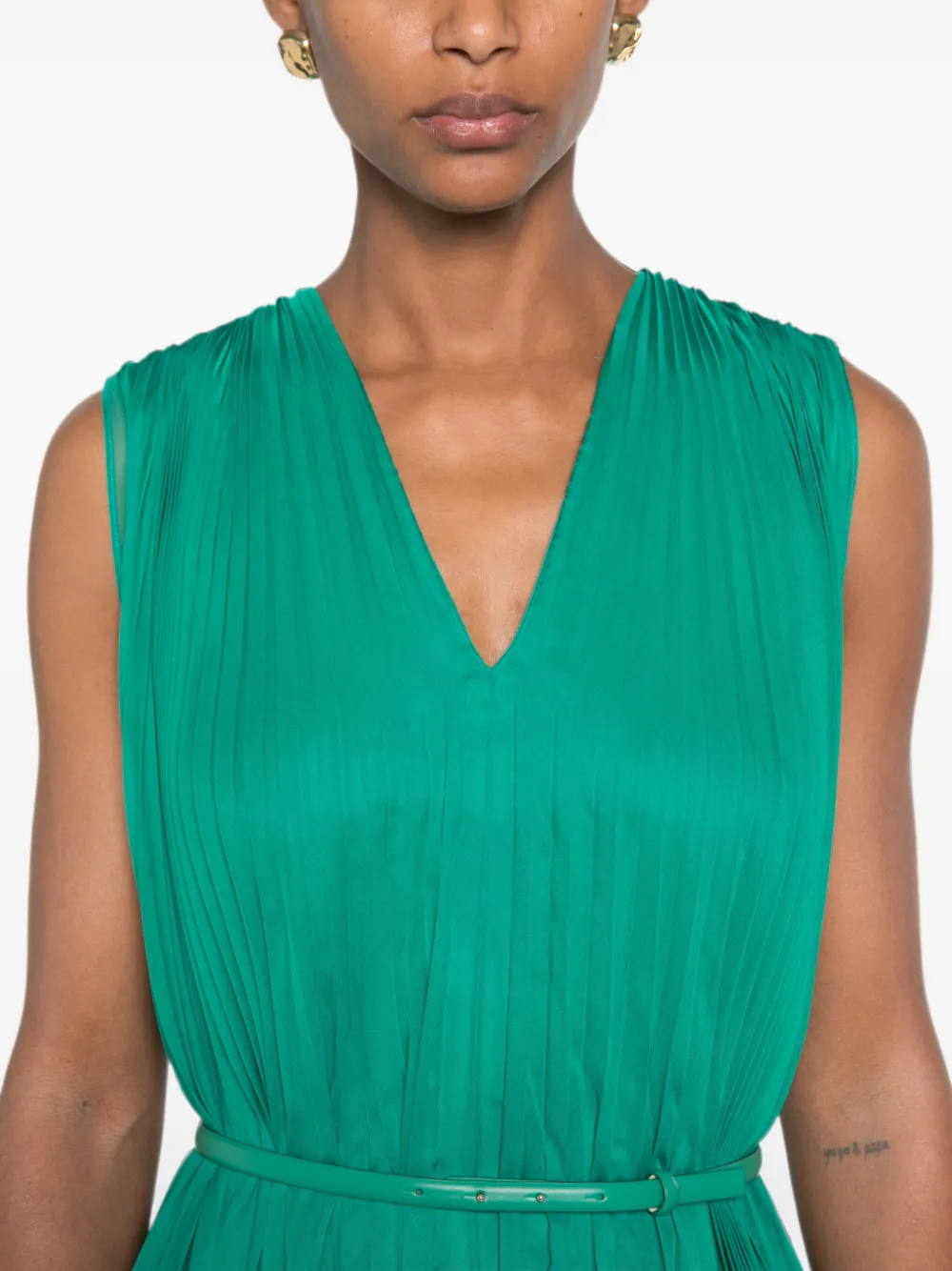 Max Mara Mxecapsula geplooide midi-jurk met ceintuur Groen