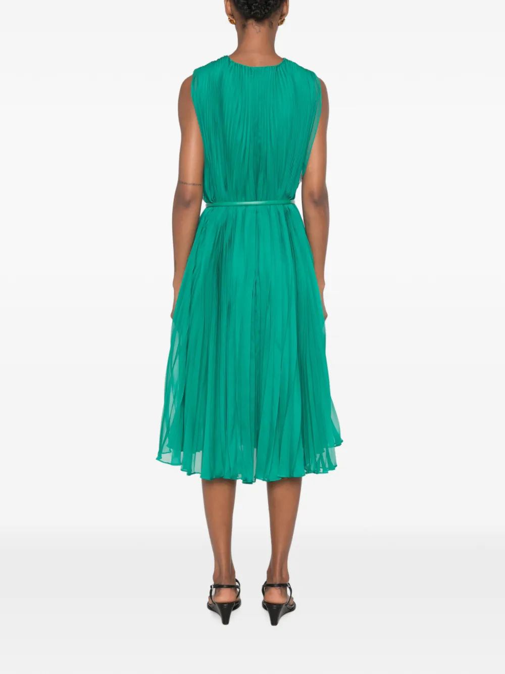 Max Mara Mxecapsula geplooide midi-jurk met ceintuur Groen