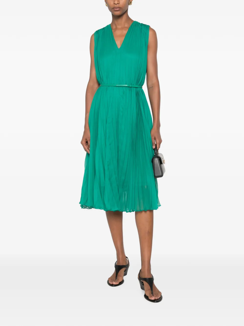 Max Mara Mxecapsula geplooide midi-jurk met ceintuur Groen