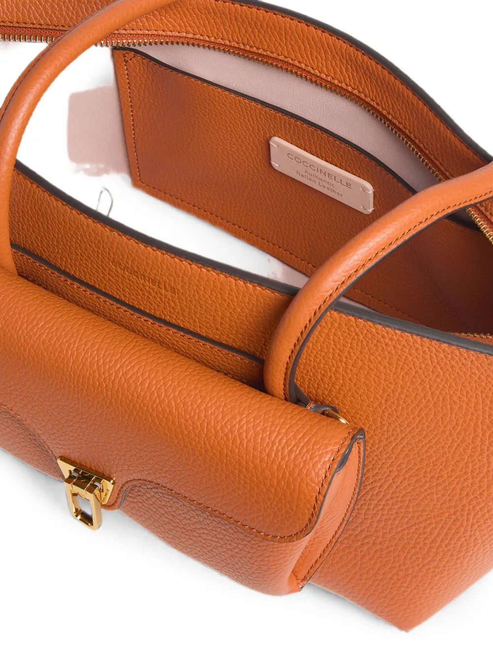 Coccinelle Medium Double Beat schoudertas met buideldetail Oranje