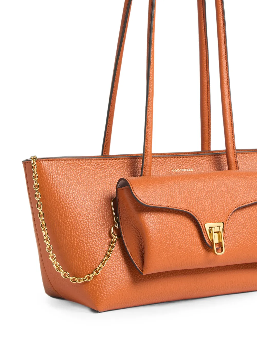 Coccinelle Medium Double Beat schoudertas met buideldetail Oranje