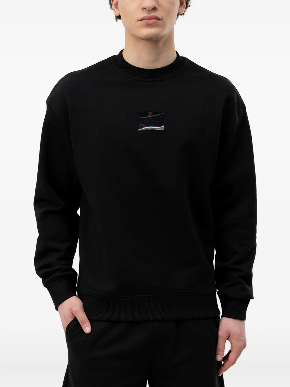 HUGO logo-patch sweater | Black | Image 1