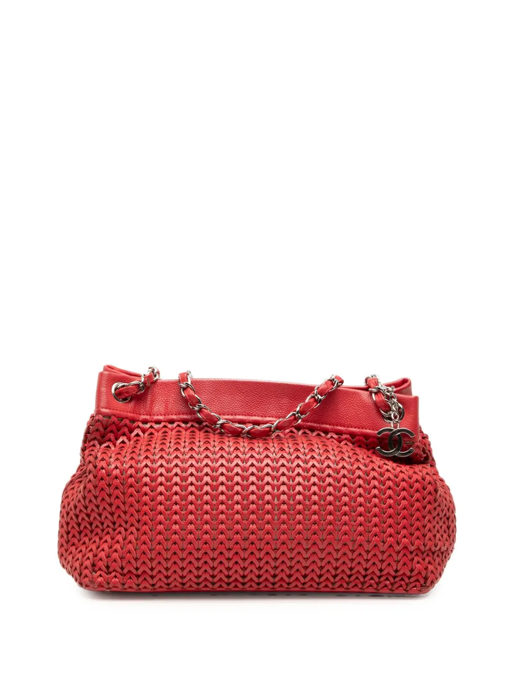 CHANEL Pre-Owned 2004-2005 Woven Caviar CC Charm tote bag - Rosso