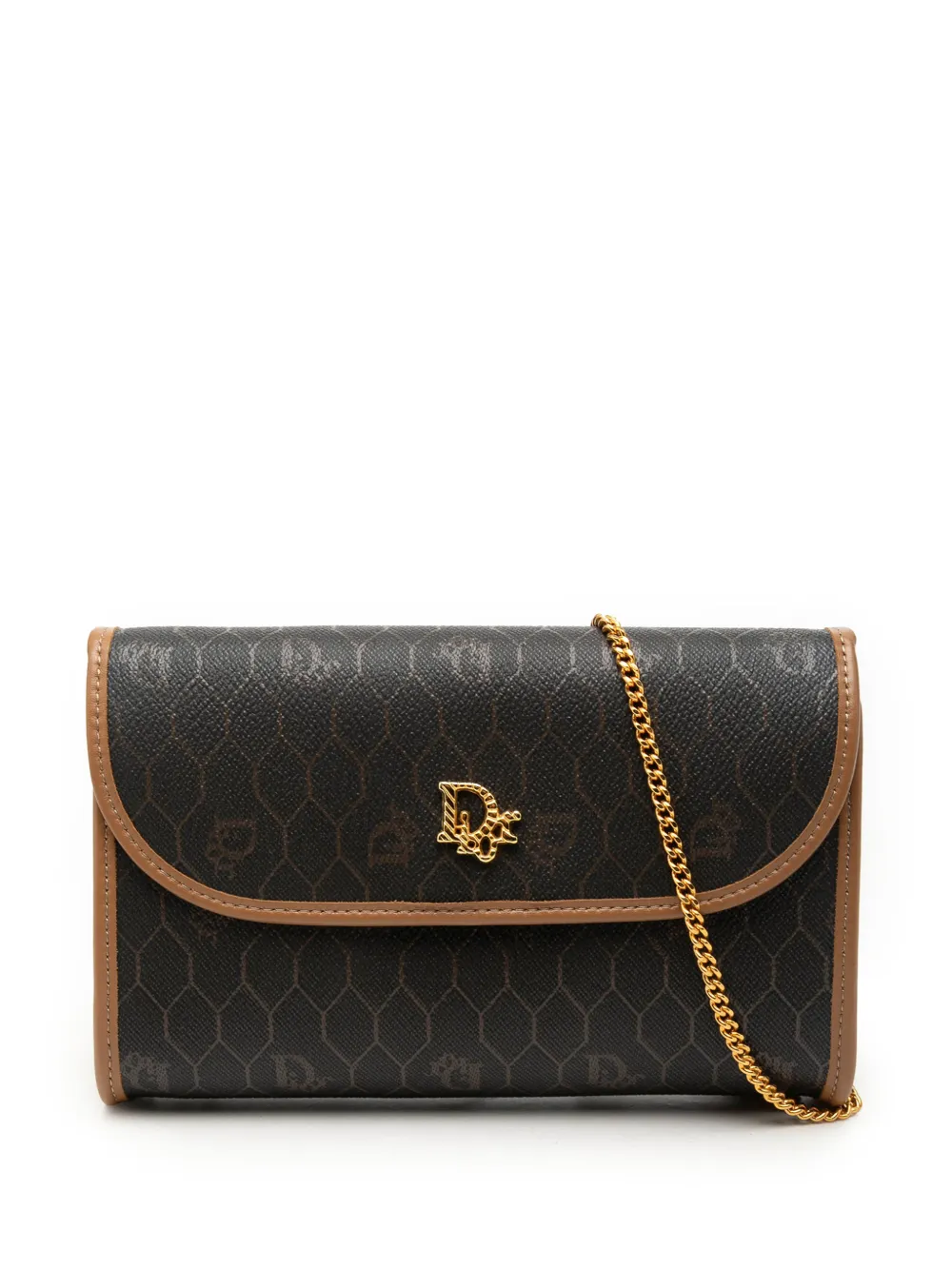 Christian Dior Pre-Owned 20th Century Honeycomb Coated Canvas Chain Flap crossbody bag - Black