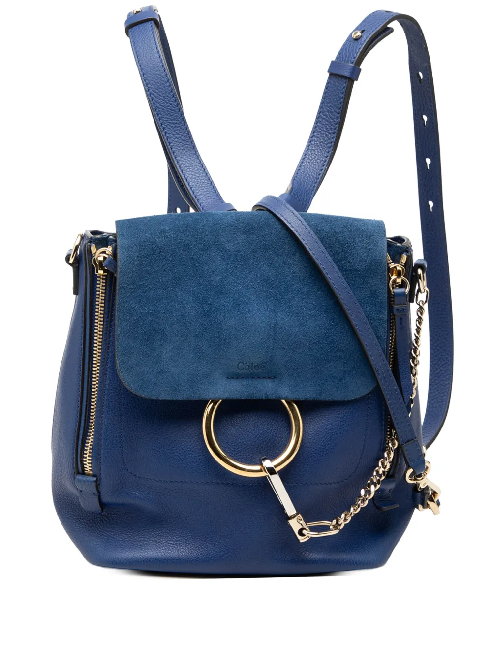 Chloé Pre-Owned 2016 Medium Calfskin and Suede Faye backpack - Blu