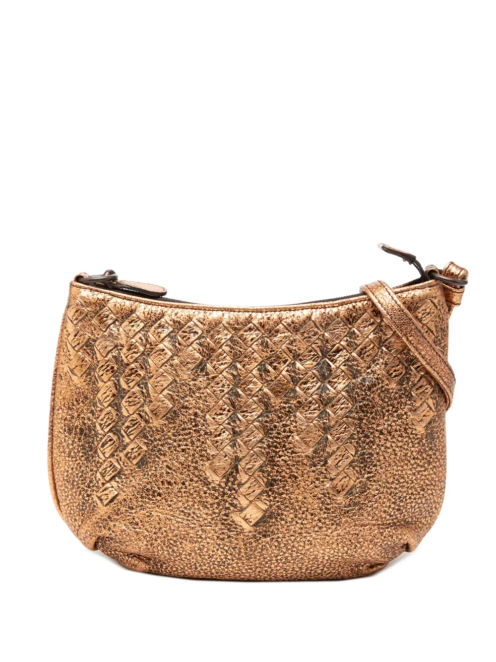 Bottega Veneta Pre-Owned 2008 Umhängetasche aus Metallic-Leder mit Intrecciato-Besatz - Gold
